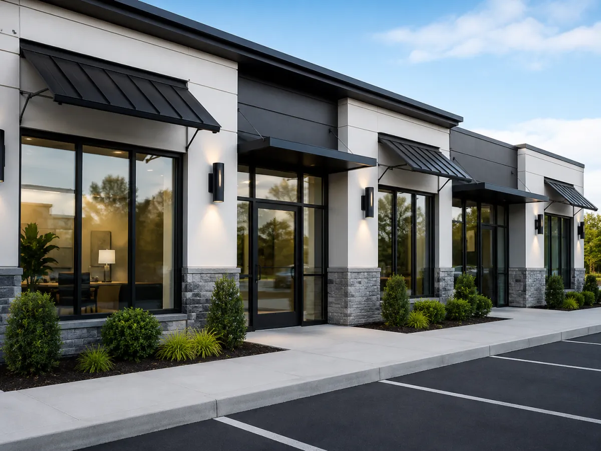 Clean commercial storefront and office property served by G&B Property Upkeep in St. Louis